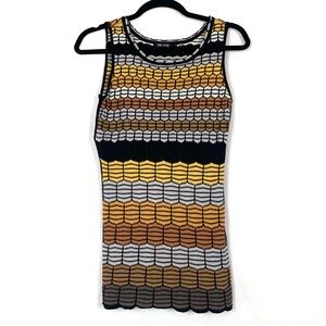 Nic + Zoe Silk Yellow Black Patterned Printed Geo Shapes Tank Small